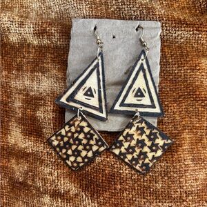 Geometric Handmade Wooden Earrings
